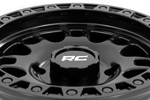 Wheel - Rough Country - 82 Series, 8-Spoke One-Piece Aluminum, 15x7, 4x156, +10mm Offset - Semi Gloss Black